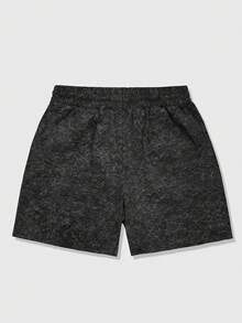 ROMWE MEN Men's Summer Casual Rhinestone Drawstring Waist Shorts - Black - View 2