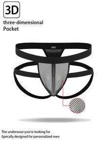DrisQ Men's Solid Color Hollow Out Design Elastic Waist Sexy Briefs - Black - View 1