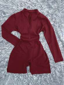 Glimmora Damen sexy schlanker Lässig Jumpsuit mit Reißverschluss, geeignet für Sommer und Winter, modisch, Schwesteroutfit, Schwestergeschenk, Familiengeschenk, modisch, Urlaubsgeschenk - Verschiedenfarbig - Übersicht 1