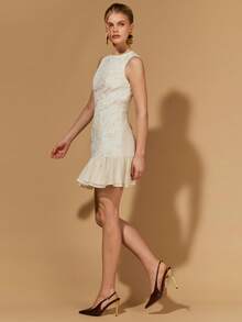 COSMINA Women's Elegant Sleeveless Lace Mini Dress, Suitable For Dates, Vacations, Outings In Early Spring - Apricot - View 6