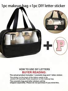 1 Túi đựng đồ vệ sinh cá nhân bằng nhựa PVC trong suốt đựng dụng cụ trang điểm, túi đựng đồ trang điểm chữ cái, chống nước, di động, có khóa kéo, chữ cái viết tắt, túi đựng đồ trang điểm, túi đựng đồ vệ sinh cá nhân du lịch tối giản dành cho nữ, dùng trong phòng tắm, túi đựng đồ giặt có chữ lồng (chữ cái A~Z), quà tặng cho mẹ, túi đựng đồ đi biển, đồ dùng thiết yếu cho bãi biển, túi đựng khăn tắm đi biển, phụ kiện đi biển, đồ đi biển, túi đựng đồ ngày lễ, đồ dùng thiết yếu cho ngày lễ mùa đông và mùa thu, ngày lễ tình nhân - màu đen - Xem 9