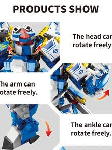 Conjunto de Blocos de Montar Robô - Modelo de Mech Cavaleiro Voador, Brinquedo Montado Azul e Branco para Colecionadores, Contagem de Peças: 451 peças - Multicolorido - Visão 2
