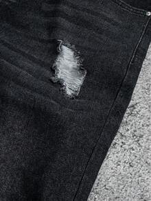 Sport MetroGents Men's Casual Distressed Loose Fit Slant Pocket Denim Jeans, Autumn Romwe Men Jeans Emo Jeans Ripped Baggy Jeans Men Manfinity Legnd Men Cotton Splash Ink Ripped Jeans Drip Jeans - Dark Grey - View 6