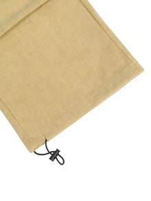 Manfinity Roghcode 男士翻盖口袋侧抽绳腰带工装裤 - 卡其色 - 查看 7