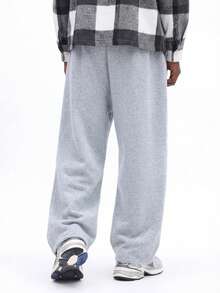 SUMWON Heather Relaxed Fit Sweatpants With Drawstring Waist Side Pockets And Elastic Cuffs For Casual Comfort Winter Loungewear Plain - Grey - View 4