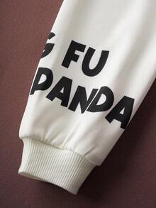 SHEIN Kung Fu Panda 1pc Tween Girl Casual Cartoon Panda Print Crew Neck Long Sleeve Sweatshirt, Suitable For Outings, Daily Wear And Various Occasions - متعدد الألوان - مشاهدة 5