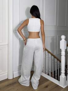 Ronhire Quần nỉ nỉ oversized đi nghỉ sân bay thường ngày thập niên 90 tốt nghiệp, giáo viên nữ, trở lại trường mùa thu, mùa thu, mùa đông Giáng sinh - Màu Xám nhạt - Xem 2