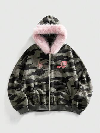 Street Life Men's Camouflage Print Fleece Hooded Sweatshirt, Autumn/Winter