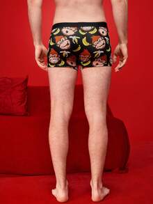 Notgurli Men's Casual Comfortable Monkey & Banana Print Boxer Briefs - Multicolor - View 2