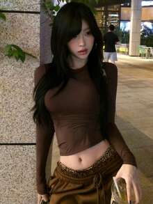 DAZY 女士修身长袖圆领打底衫