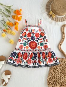 Travachic KIDS 女婴碎花编织吊带连衣裙 - 白色 - 查看 2