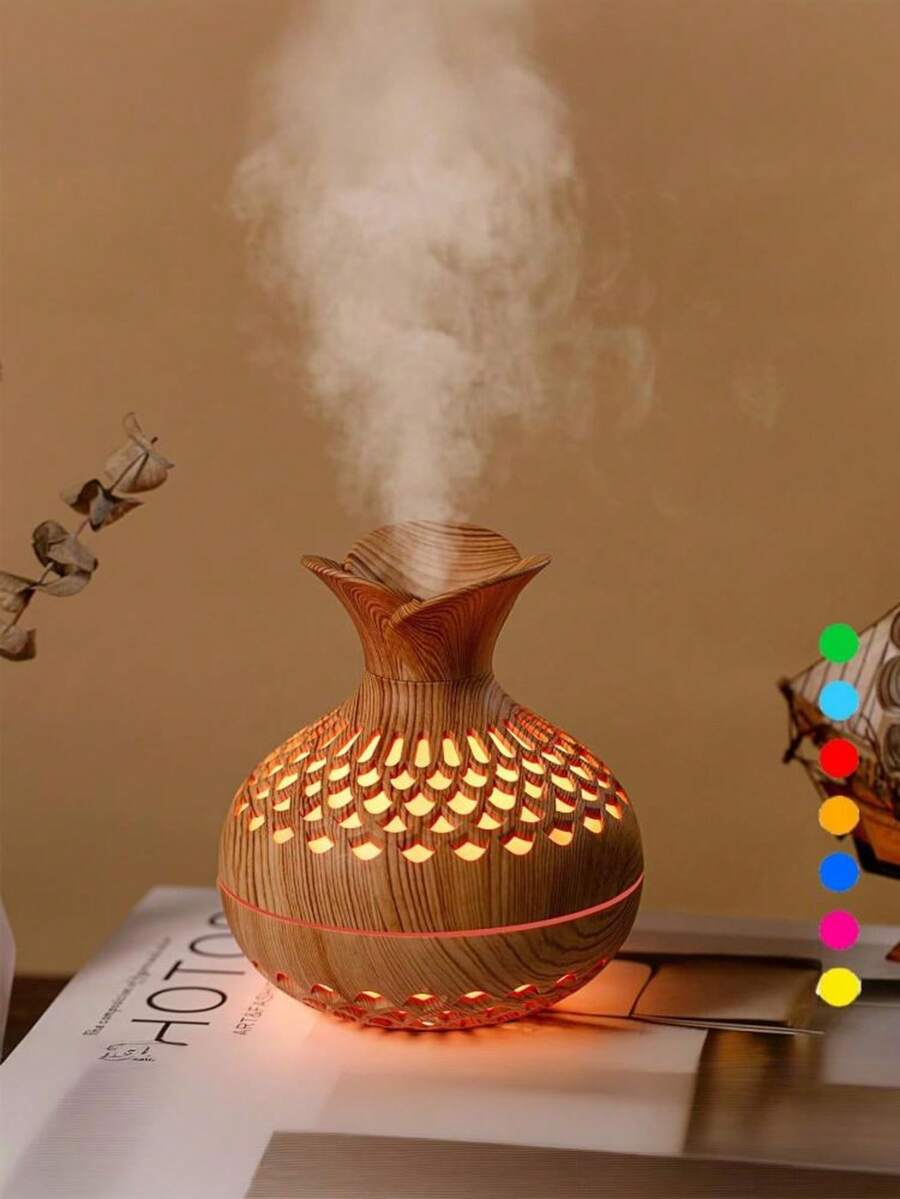 Teckwe 1 pièce Humidificateur de 300 ml alimenté par une interface USB, fabriqué en plastique ABS avec un motif de grain de bois. C'est un ornement de bureau portable et décoratif en forme de vase qui humidifie l'air. Que vous soyez passionné de décoration de Noël, que vous l'utilisiez dans votre chambre ou au bureau, ou à n'importe quelle saison, c'est un choix idéal. Cet humidificateur est un moyen pratique de créer une atmosphère confortable à la maison. - Multicolore - Voir 1