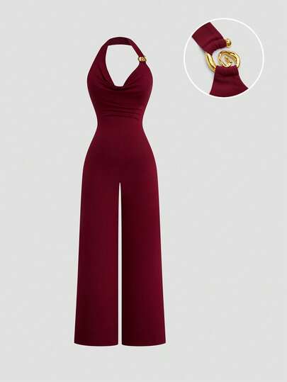 Sweetra جمبسوت كاجوال مناسبة للمرأة البدينة بحمالات رفيعة وتصميم معدني مطابق للجسم، صيفية