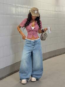 StreetHx Women's Fashionable Pink Short Sleeve Casual Plaid Shirt - Multicolor - View 6