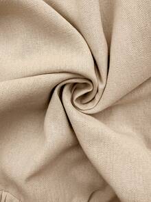 SHEIN Quần bầu ống rộng màu trơn có dây rút ở eo - Màu Khaki - Xem 7