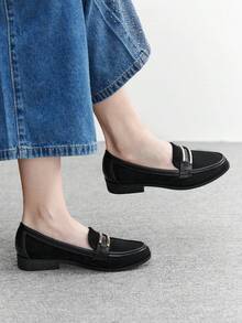 CUCCOO BIZCHIC Handmade Stitched Flat Loafers For Women - Black - View 2