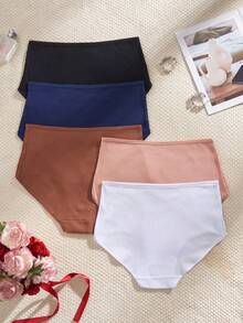 5条/包 大码女士舒适罗纹日常内裤 - 彩色 - 查看 2