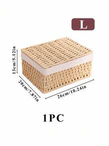3件/2件/1件带盖桌面编织收纳篮，可用于存放化妆品、钥匙、零食，适用于客厅、走廊、家居装饰、工艺盒、结婚礼物装饰篮，适合返校季节。 - 杏色 - 查看 13
