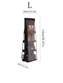 1/2 chiếc túi vải treo hai mặt có lưới 6/8 inch, túi đựng đồ nhiều lớp dùng trong tủ quần áo, giá để ví, giày dép, quần áo, tiết kiệm không gian tủ đồ gia đình, đồ dùng thiết yếu khi đi du lịch, phụ kiện trang trí nhà cửa tối giản mùa xuân hè dành cho nữ. - màu đen - Xem 9
