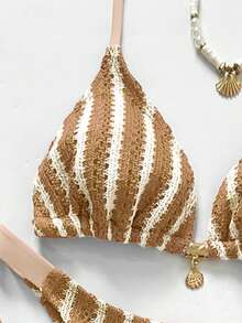 Swim Chiccia Bộ bikini kẻ sọc kiểu dáng thường ngày dành cho nữ, thích hợp cho kỳ nghỉ biển. - Nhiều màu - Xem 3
