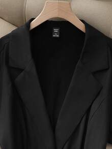 GlowEve CURVE 大码简约纯色短袖西装外套 - 黑色 - 查看 8