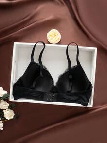 1pc Sexy Lace Simple Lift & Enhance Small Bust Wireless Bra - Multicolor - View 2