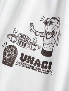 FRIENDS X SHEIN Women's Casual Cartoon Letter Print Sweatpants - White - View 3