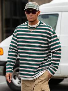DAZY Áo thun nam cổ tròn vải sọc xanh trắng, mùa thu - Nhiều màu - Xem 8