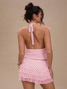 SHEIN BAE 女士撞色波点印花无袖休闲背心 - 粉色 - 查看 2