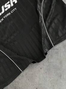 AXEPEAK 男士字母印花短袖休闲时尚街头风Polo衫 - 黑色 - 查看 8