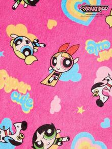 THE POWERPUFF GIRLS X Joivida 1件装花朵、泡泡、毛茛图案加厚紫色印花法兰绒毯，柔软保暖，不易掉毛，可爱睡衣风格，多种尺寸可选，适合沙发、床、午睡、Y2K风格