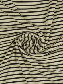 SHEIN Striped Digital Print Fashionable Minimalist Women's Cropped T-Shirt, Gift For Friends - White - View 5