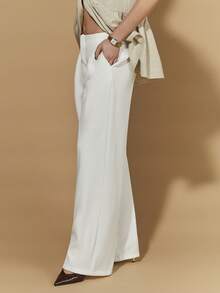 COSMINA Women's Elegant Loose Wide Leg Pleated Suit Pants, Versatile For Commuting, Office, And Everyday Wear, All Season - White - View 6