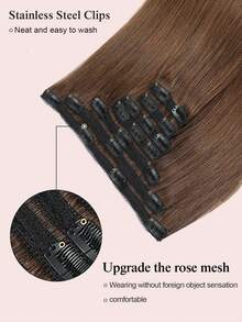 7 CÁI Với 20 Kẹp Tóc Thẳng Kẹp Trong Tóc Nối 100% Tóc Thật Màu 2# Nâu Nhạt 14-22 Inch 115G Kẹp Tóc Nối Vô Hình Sợi Đôi Remy Tóc Người Tự Nhiên Cho Phụ Nữ Bé Gái Sử Dụng Hàng Ngày - S4 - Xem 6