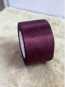 1Roll 25Yard/Lot Solid Color Satin Ribbon Fabric Silk Embellish Ribbon Perfect For Crafts, Hair Bows Gift Wrapping For Each Festival (083 Wine Red Color) - Burgundy - View 2
