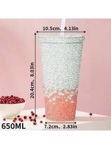 1pc 12 Oz (About 340 G) Sparkler Cup Handmade Rhinestone Set, Built-In Double Plastic Cup With Lid, Straw - Perfect For DIY Custom, Iced Coffee And Water, Home Office Party Beach, Ladies Gift - Multicolor - View 21