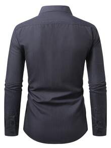 Manfinity Mode Men's Casual/Office Commute Striped Print Patchwork Pocket Long Sleeve Shirt, Spring/Autumn - Multicolor - View 2