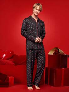 Valentine's Day Heart Print Men's Pajama Set