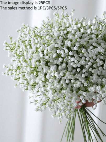 1/3/5/6/10 bông hoa baby's breath trắng nhân tạo, bó hoa rời với thân nhựa, thích hợp để trang trí nhà cửa, trang trí bàn, tự tay cắm hoa, trang trí đám cưới & tiệc tùng, trang trí phòng.