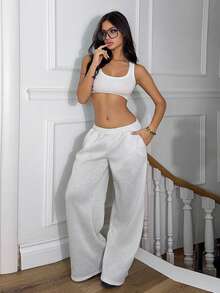 Ronhire Quần nỉ nỉ oversized đi nghỉ sân bay thường ngày thập niên 90 tốt nghiệp, giáo viên nữ, trở lại trường mùa thu, mùa thu, mùa đông Giáng sinh - Màu Xám nhạt - Xem 1