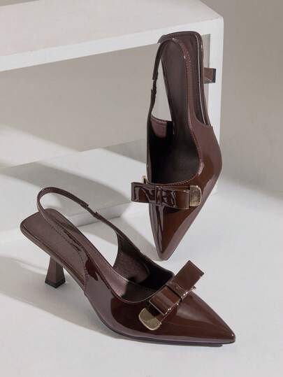 SHUZIA Zapatos de tacón con correa trasera elegante y vintage para mujer