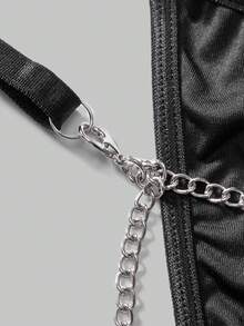 DrisQ 男士链条装饰丁字裤，性感内衣 - 黑色 - 查看 6