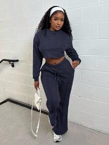 Alexandranx 2025夏季新品音乐节复活节圣帕特里克节生日派对毕业学生日常休闲百搭休闲邮轮旅行海滩日光浴网络休闲街头风格宽松运动女两件套 - 藍色 - 查看 1