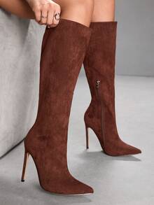 CUCCOO SZL Modische burgunderrote sexy spitze Stiletto-High-Heel-Overknee-Stiefel mit schlankem Oberschenkel, Kniehohe Stiefel für Partys/festliche Anlässe für Frauen