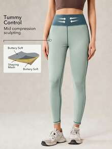 OutZeal Quần legging nữ ngoài trời, thích hợp cho Pilates, Yoga, tập luyện thường ngày, nhanh khô, ôm bụng, cạp cao, phối màu, quần thể thao mùa hè và mùa xuân. - Nhiều màu - Xem 2