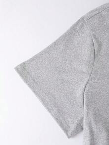 Glimmora Women's Basic White T-Shirt With Graphic Print, Casual Everyday Wear - Grey - View 4