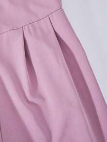 Tween Girl Casual Loose Shoulder Strap Jumpsuit With 3D Floral Decor, Suitable For Spring, Summer, Autumn Daily Wear And School - Dusty Pink - View 4