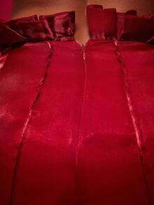 NYA SZN 荷叶边腰带雪纺亮片裤，适合节日、圣诞节、秋冬日常、商务休闲、办公室、外出、街头风、辣妹风，简约优雅，适合正式场合、婚礼宾客、特殊场合等场合，女士必备单品 - 紅色 - 查看 7