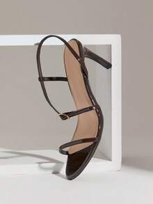 SHUZIA Women's Elegant Back Strap Stiletto Heeled Sandals - Chocolate Brown - View 7