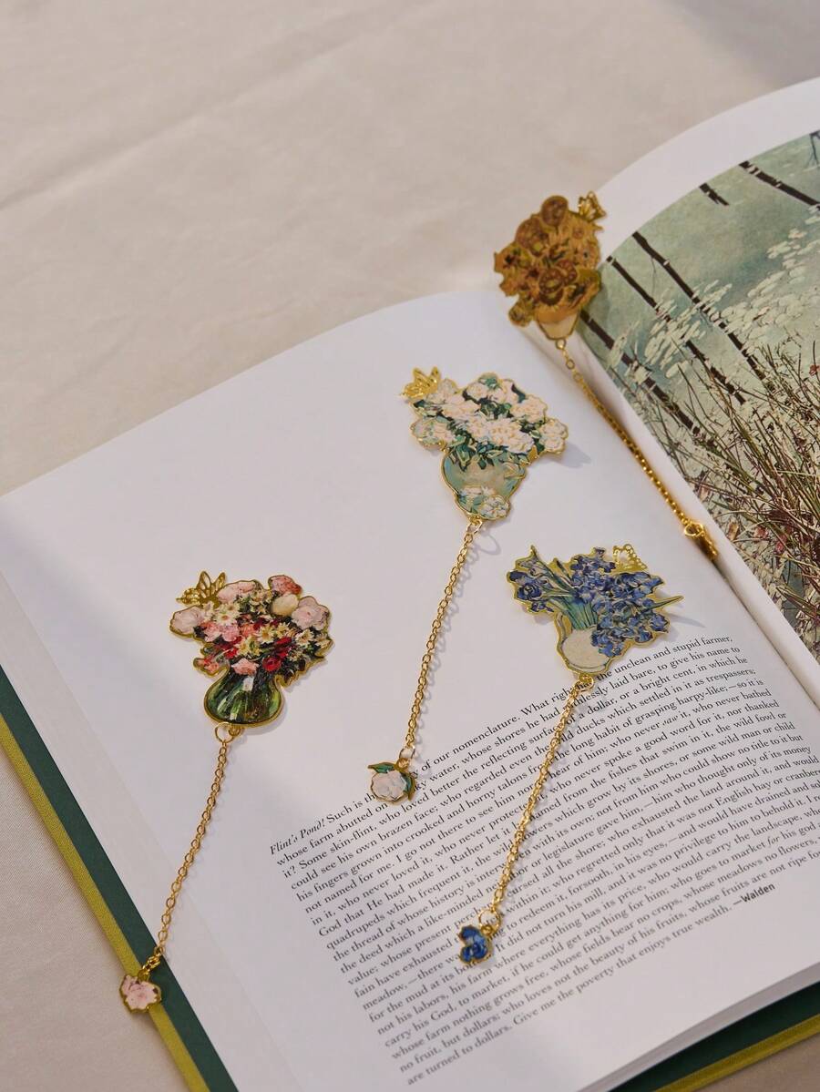 Cirelle Vintage Bookmark Floral Language Minimalist Aesthetic Literary Style Page Clip Gift For Students Teachers Readers - Multicolor - View 1